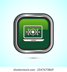 Information technology icon design illustration. Digital tech icon, Green Color Square Button Design