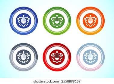 Information technology icon design illustration. Digital tech icon, Button Design Set