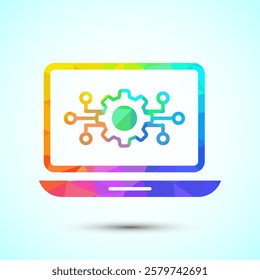 Information technology icon design illustration. Digital tech icon, low poly style
