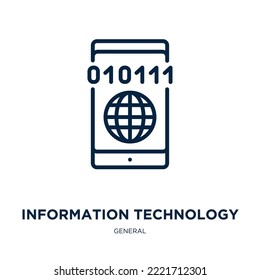 information technology icon from general collection. Thin linear information technology, computer, business outline icon isolated on white background. Line vector information technology sign, symbol 