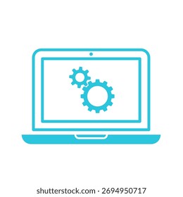 Informationstechnologie-Symbol, einzeln auf weiß. Blaues Symbol