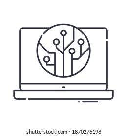 Icono de tecnología de la información, ilustración lineal aislada, vector de línea delgada, signo de diseño web, símbolo de concepto de contorno con trazo editable sobre fondo blanco.