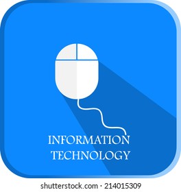 Information technology icon paper style with shadow on blue background. Vector illustration