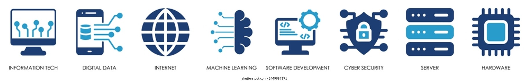 Information Technology icon set. Containing cloud computing, IT manager, data and so on. IT flat icons design.