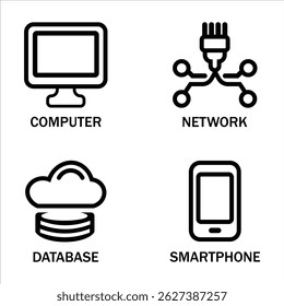 Information Technology icon set. Containing cloud computing, IT manager, big data, data analytics, internet, network security and more. Solid vector icons collection. Information icon set. 