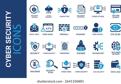 Information Technology icon set. Containing cloud computing, IT manager, big data, data analytics, internet, network security and more. Solid vector icons collection