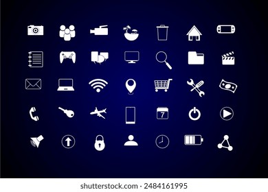 Information Technology icon set. Contains a collection of internet functions and technology usage icons