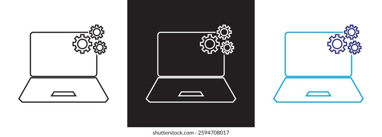 Information Technology icon set. Data analytics, internet, network security etc. Isolated on white, and black background. Vector illustration. EPS 10