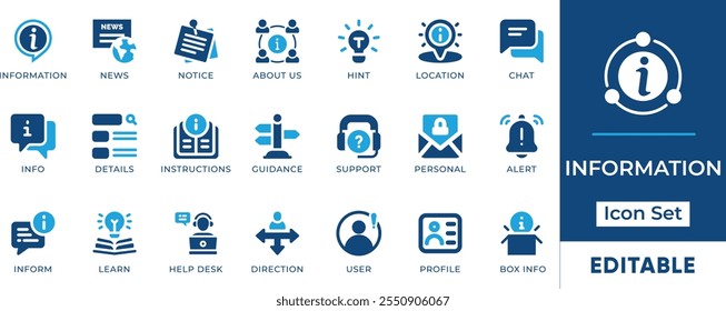 Conjunto de ícones da tecnologia da informação. Apresenta ícones editáveis para símbolos de TI, computação em nuvem, ciência de dados, IA, cibersegurança e muito mais. Perfeito para projetos tecnológicos, de software e digitais.