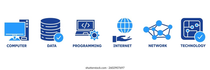 Information Technology icon set illustration concept with icon of computer, data, programming, internet, network, technology