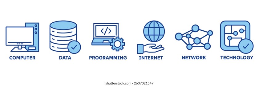 Information Technology icon set illustration concept with icon of computer, data, programming, internet, network, technology