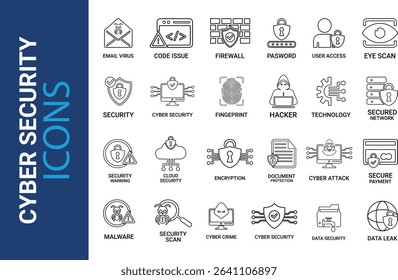 Information Technology icon set. Line art icons design Containing cloud computing, IT manager, big data, data analytics, internet, network security and more. Solid vector icons collection