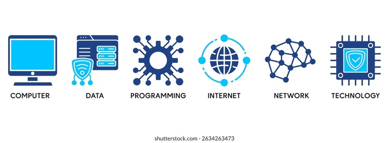 Information technology icon set vector illustration concept relate to computer, data, programming, database, internet, network, and technology
