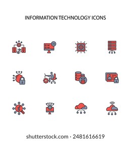 Information Technology icon set.vector.Editable stroke.linear style sign for use web design,logo.Symbol illustration.