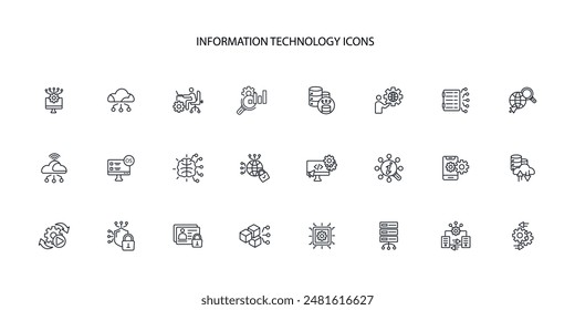 Information Technologie Icon set.Vektorgrafik.Editable stroke.linear style sign for use Webdesign, logo.Symbol Illustration.