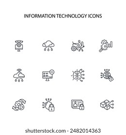 Information Technology icon set.vector.Editable stroke.linear style sign for use web design,logo.Symbol illustration.