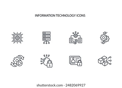 Information Technology icon set.vector.Editable stroke.linear style sign for use web design,logo.Symbol illustration.