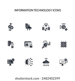 Information Technologie Icon set.Vektorgrafik.Editable stroke.linear style sign for use Webdesign, logo.Symbol Illustration.