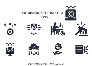 information technology icon set.vector.Editable stroke.linear style sign for use web design,logo.Symbol illustration.