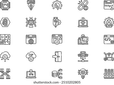 Information technology icons collection is a vector illustration with editable stroke.