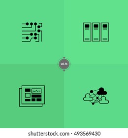 Information technology icons set. IT illustration. Black line pictograms. Design elements of digital world. Internet things card. Online business banner. Computer symbols pattern. Server concept 