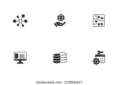 conjunto de iconos de tecnología de la información . símbolo de paquete de tecnología de la información elementos vectores para web infográfica