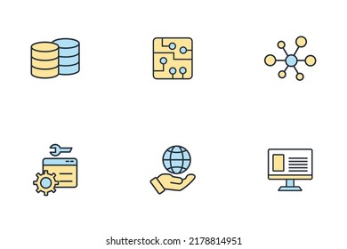 Icons für die Informationstechnologie setzen. Informationstechnologie-Paket-Vektorelemente für Infografik-Web