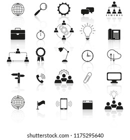 Information technology icons the set reflection on the white background