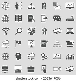 Information Technology Icons. Sticker Design. Vector Illustration.