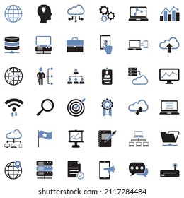 Information Technology Icons. Two Tone Flat Design. Vector Illustration.