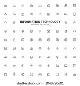 Information Technology, Internet, computers. Minimalism vector symbols, line icons set for mobile and desktop screens design.