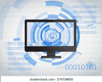 Information technology, IT. Head-up Display, computer. Binary system, zero-one system background