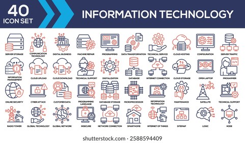 Information Technology Line Color Icon Collection