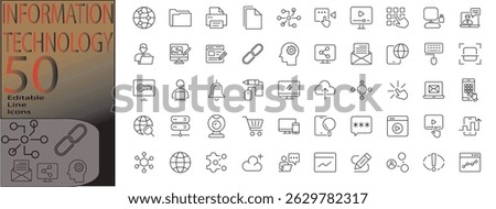  information technology line editable icon set. Editable stroke. Vector illustration