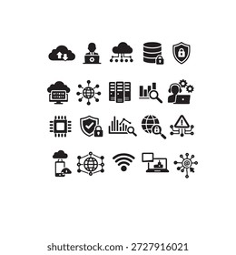 Conjunto de iconos de línea de Tecnología de información