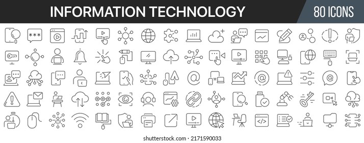 Information technology line icons collection. Big UI icon set in a flat design. Thin outline icons pack. Vector illustration EPS10