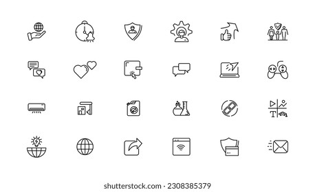 Information technology line icons collection. Big UI icon set in a flat design. Thin outline icons pack. Vector illustration 
