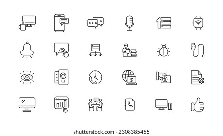 Information technology line icons collection. Big UI icon set in a flat design. Thin outline icons pack. Vector illustration 

