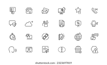 Information technology line icons collection. Big UI icon set in a flat design. Thin outline icons pack. Vector illustration.
