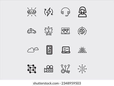 Information technology line icons collection. Big UI icon set in a flat design. Thin outline icons pack. Vector illustration EPS10