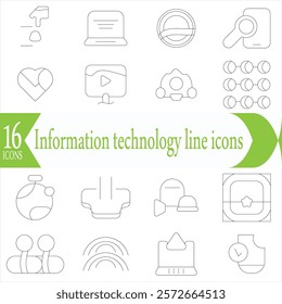 Information technology line icons collection. Big UI icon set in a flat design. Thin outline icons pack. Vector illustration EPS10