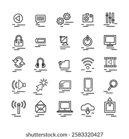 Information technology line icons collection.