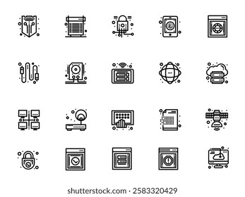 Information technology line icons collection.