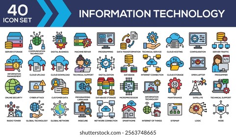 Information Technology Lineal Color Icon Collection