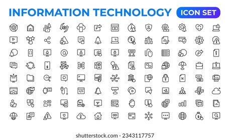 Information technology linear icons collection.Outline icon.
