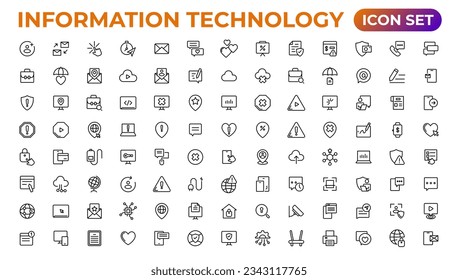 Information technology linear icons collection.Outline icon.
