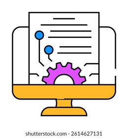information technology management business line icon vector. information technology management business sign. isolated symbol illustration