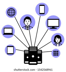 Information technology network concept with server. Vector illustration.