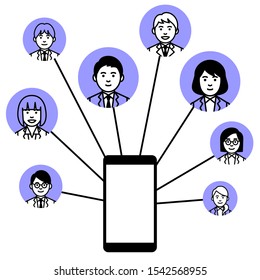 Information technology network concept with smartphone. Vector illustration.