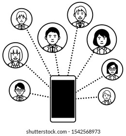 Information technology network concept with smartphone. Vector illustration.